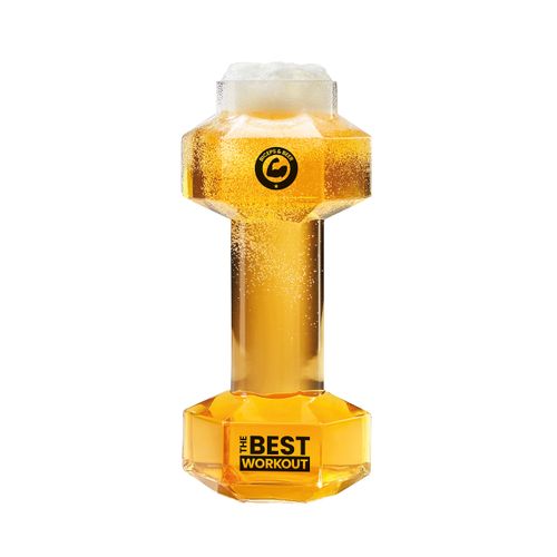 #winning Dumbell Shaped Beer Pint Glass | Gym Themed Dumb Bell Large Lager Clear Novelty Glass