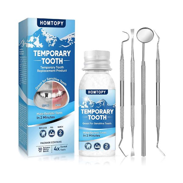 Tooth Filling Repair Kit, Temporary Teeth Filler with 4 Dental Tools,Teeth Replacement Kits for Temporary Fixing Filling Missing Broken Chipped Tooth DIY Moldable False Dentures Tooth