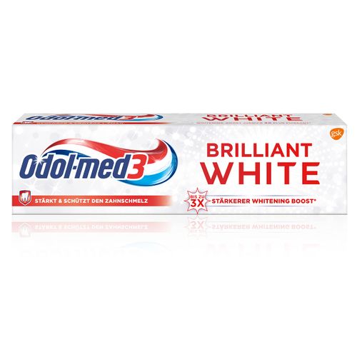 Odol-med3 Brilliant White, bis zu 3x stärkerer Whitening Boost* für natürlich weiße Zähne, 75 ml