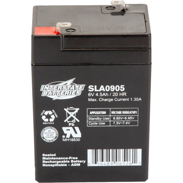 Interstate Batteries 6V 4.5Ah Battery (F1 Terminal) SLA AGM VRLA Rechargeable Replacement for Blood Pressure Monitors, Oxygen & Pulse Meters, Deer Feeders, Medical Devices (SLA0905)