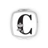 Personalised Initial C Any Letter Monogram Black & White Floral Compact Pocket Mirror Initials Custom Monogram