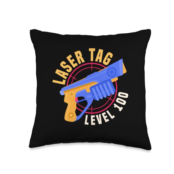 Laser Tag Level 100 Design For Tag Players Laser Tag Throw Pillow