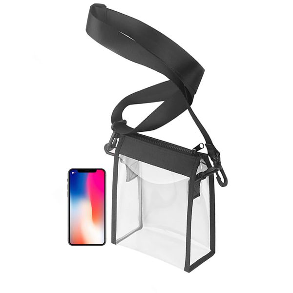 Enkrio Clear Bag, Transparent, Crossbody Bag, Shoulder Bag, Clear Pouch, Waterproof Pouch, For Travel, Commuting, S, Black