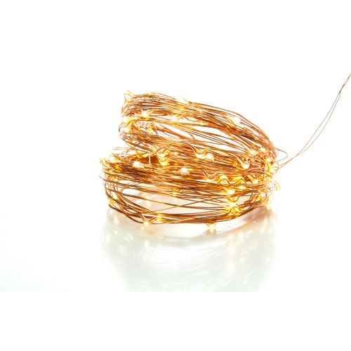 S4U 100 LED Fairy Lights 10.5M Now with 105 LEDs 8 Function USB Power Supply Copper & Black Wire (Copper Wire String Lights - Warm White)