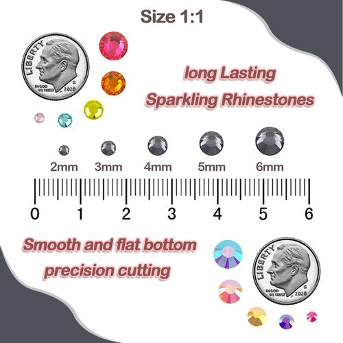 Sukiiy 1000PCS 6mm Resin Flatback Rhinestones for Crafts, Black Diamond Flatback Rhinestones for Nails Face Art, Loose Glittler Diamond Stones, Resin Rhinestones for Tumblers, Mugs, Bottles, Shoes