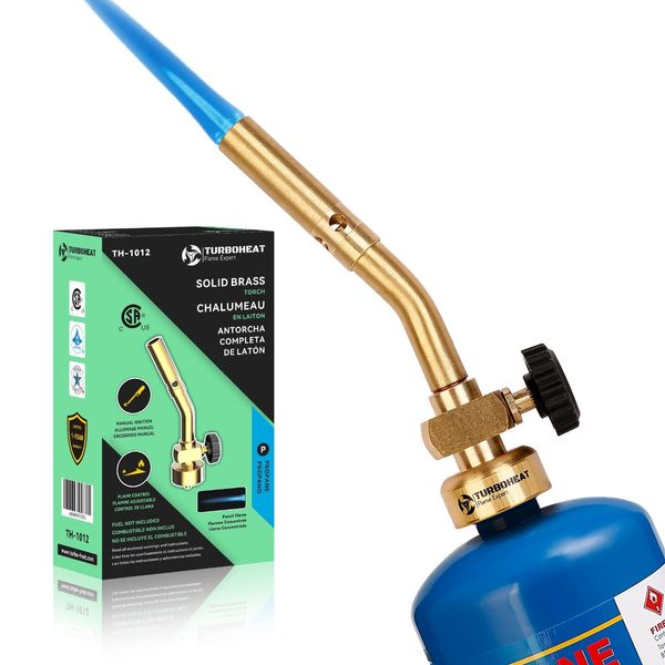 Full Brass Propane Torch Head with Pencil Flame Mini Nozzle MAPP MAP Pro Gas Gun