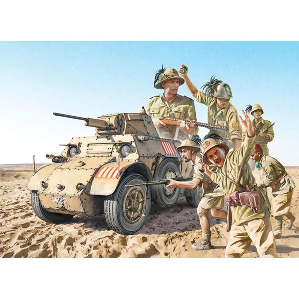 Italeri 6591 1:35 AB 41 with Bersaglieri Italian Infantry - Model Building Kit, Standing Model Making, Crafts, Hobby, Gluing, Plastic Kit, Detailed, Unpainted