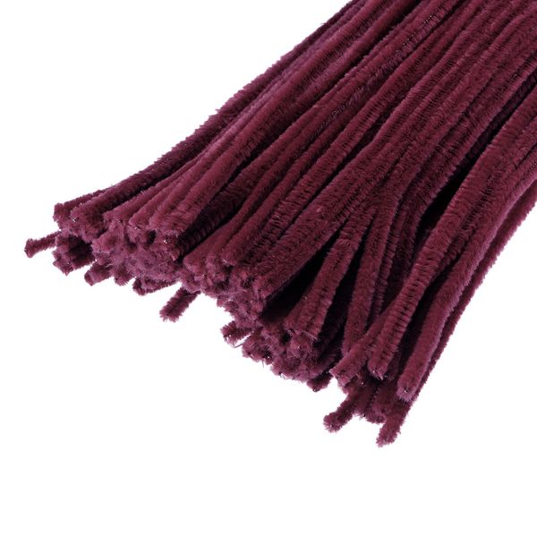 YOKIVE 100 Pcs Pipe Cleaners, Chenille Stems Decoration, Great for DIY Art Craft Supplies (6mm 12 Inch Burgundy)