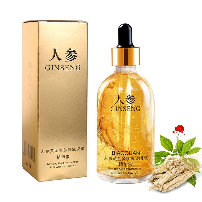 Ginseng Serum,Ginseng Polypeptide Anti-Ageing Essence,Ginseng Face Oils and Serums, Ginseng Essence Water Anti-Wrinkle Serums for All Skin,Tightening & Moisturizing (100ml)