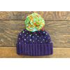 LOUDelephant Hand Knitted Wool Beanie Bobble Hat - Tik Tik Purple