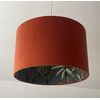 Burnt Orange Velvet Botanical Charcoal Grey Monkey Drum Lampshade