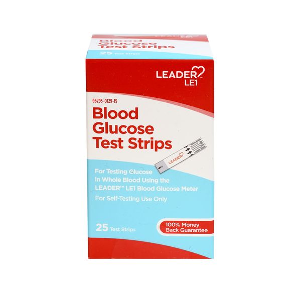 LEADER Blood Glucose Test Strips for Diabetes, No-Coding, Fast, Accurate Results, Use with LEADER Blood Sugar Monitoring System, 25 Diabetic Test Strips