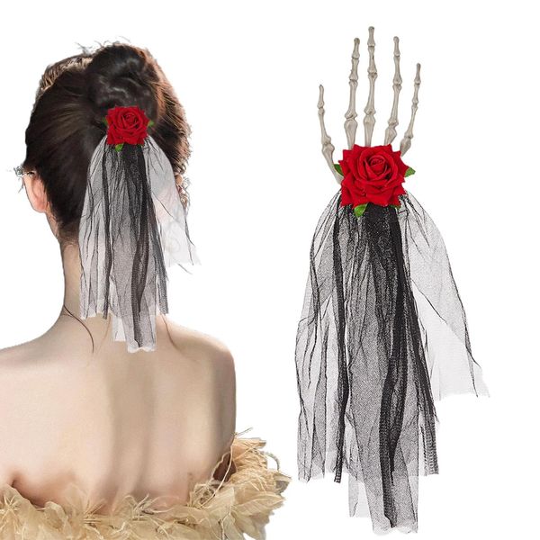 Gothic Flower Headpiece,Halloween Headband Festival Headdress - Halloween Skull Hand Headpiece Hairpins, Halloween Skeleton Headpiece