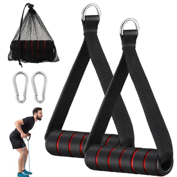2 Stück Einhandgriff, Kabelzug Griffe, Fitness Griffe für Fitnessbänder, Latzug Griffe, Klimmzug Griffe für Seilzug Griffe, kabelzugstation, Kraftturm, Trizeps Übung, Gym Zubehör