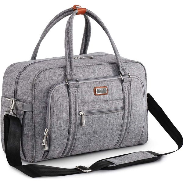 Diaper Bag Tote, WELAVILA Large Convertible Baby Bags with Changing Pad & Insulated Pockets for Mom & Dad, Unisex Multifunction Travel Diaper Tote (Gray)