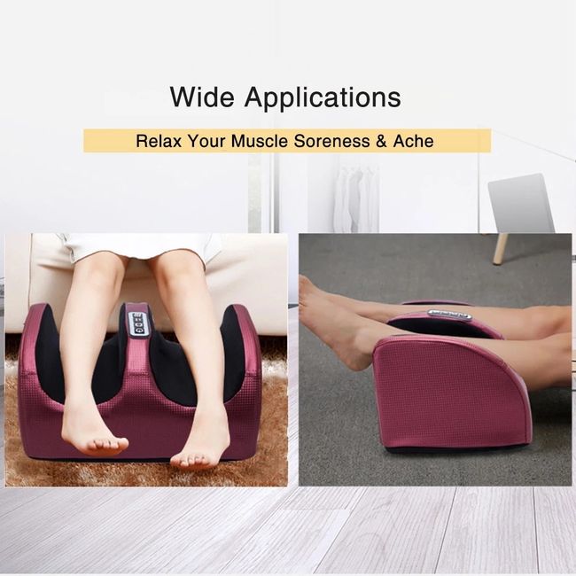 Air Pressure Massager Calf Foot Massager Parents Gift Foot Massage Machine Electric Shiatsu Heating Therapy Leg Roller Fatigue Relief, 01 EU Plug