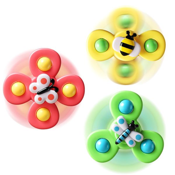 ALASOU 3PCS Suction Cup Spinner Toys for 1 Year Old Boy Girl|Novelty Spinning Tops Bath Toys Age 1-2|Sensory Baby Toys Stocking Stuffers for Toddlers 1-3|12 18 Months Boy Birthday Gift for Infant