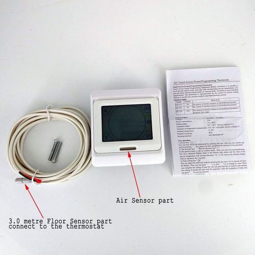 Touch Screen Digital Programmable Electric Underfloor Heating Thermostat with Air and Floor Sensor