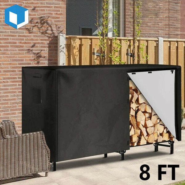 8 Feet Firewood Log Rack Cover Heavy Duty Outdoor Waterproof Dust Sun Protector