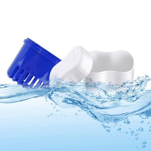 2 Dentures Case, Denture Box, 4 Pieces Denture Brush Set, Denture Container, Prosthesis Care Set, Prosthesis Tooth Dental False Teeth Storage Box, Prosthesis Case with Denture Cleaning Brush