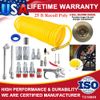 25 ft Recoil Poly Air Compressor Hose Accessories Tool Kit For Various Inflation
