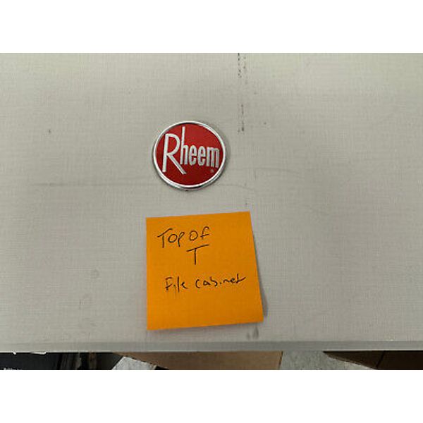 Original OEM Rheem RHS42 RHS32 Water Softener Front Round Emblem Label Badge