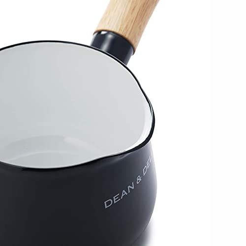 DEAN & DELUCA Enameled Milk Pan, Black, Single Handed, Simple, 9.3 x 4.7 x 3.9 inches (23.5 x 12 x 10 cm), 25.5 fl oz (750 ml)