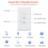 Nexete Smart Wi-Fi Double Light Switch, 2 in1 Single Pole Switch Compatible with Alexa Google Assistant & IFTTT,Remote Control, Timing Function No Hub Required (1-Pack Double)