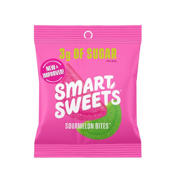 SmartSweets Sourmelon bites, Low Sugar Gummy Candy (3g), Low Calorie (130), Gluten-Free -1.8oz (Pack of 12) Packaging may vary