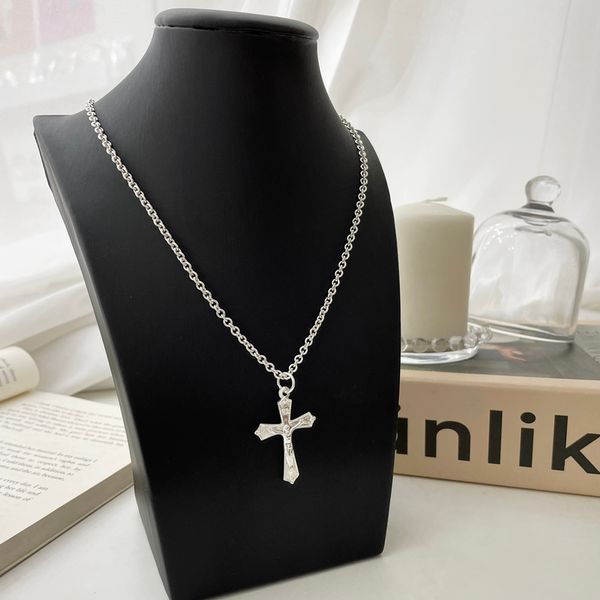 Silver 925 Christian Cross Men Women Silver Necklace