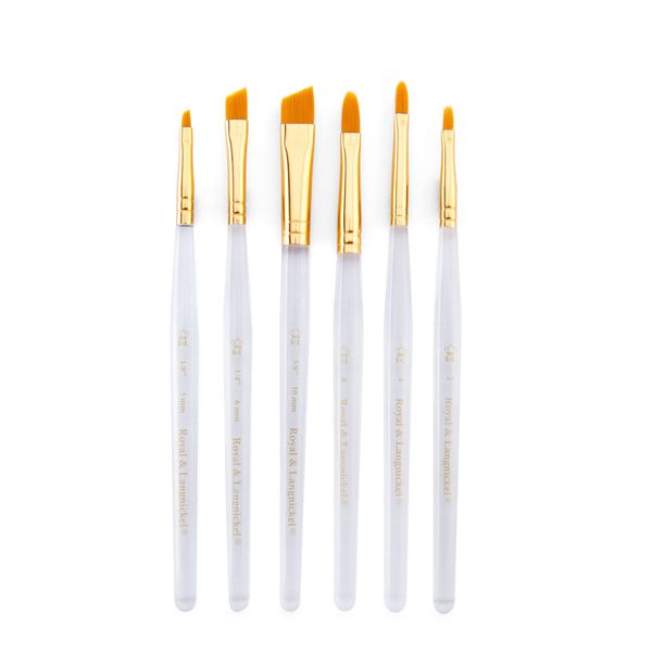 Royal and Langnickel Filbert and Angular Taklon Variety Brush Set - Gold (Pack of 6)