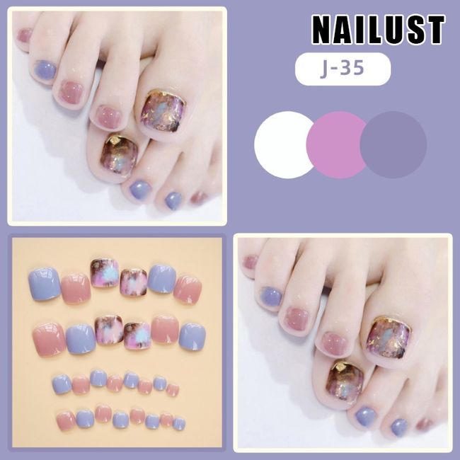 Toe Nails  [Set of 24] Nail Tips Nail Tips Nail Stickers False Nails False Nails Present Paste Nails Peelable Summer Nails Nail Supplies Nail Art Nail Parts NAILUST