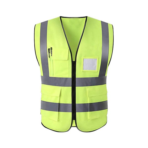 RMTL Hi Vis Viz High Visibility Reflective Safety Vest Waistcoats Jacket Workwear Zip Security Mobile Phone Pocket ID Holder (Small)