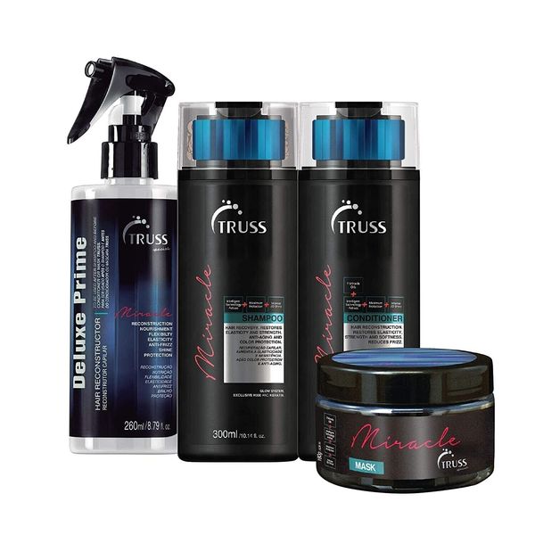 TRUSS Miracle Shampoo & Conditioner Set Bundle with Deluxe Prime & Miracle Mask