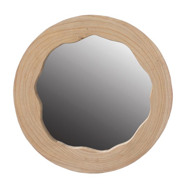 Decorative Round Natural Wood Wall Mirror For The Entryway Living Room Or Vanity