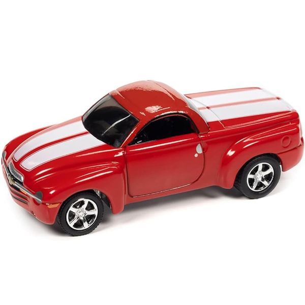 2005 Chevy SSR Pickup Truck Torch Red with White Stripes Classic Gold Collection Series Limited Edition to 8476 Pieces Worldwide 1/64 Diecast Model Car by Johnny Lightning JLCG030-JLSP279B