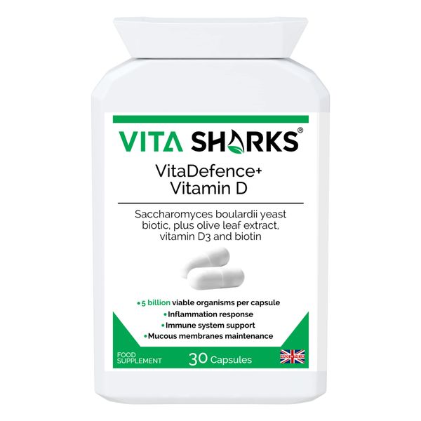 VitaDefence+ Vitamin D Complex - Immune Defence Boosting Formula | Biotin to Support Healthy Blood, Calcium, Bones, Muscle, Teeth & Organs | Saccharomyces boulardii Yeast