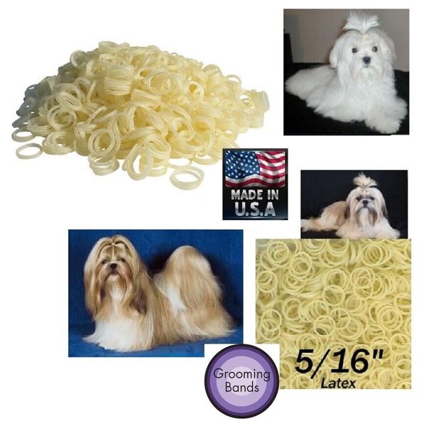 100 pc Pack 5/16" DOG Grooming Bands Rubber Latex Rosin Coated for Bow Top Knot