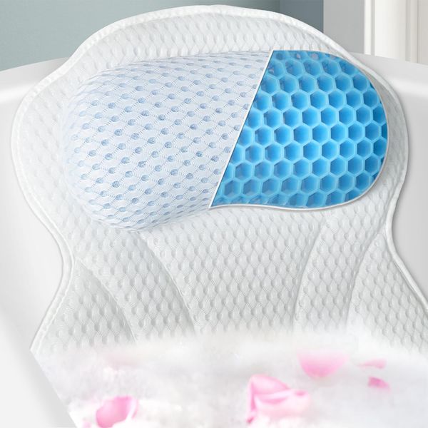 Bath Pillow Bathtub Pillow，Bath Pillows for Tub Neck and Back Support, Bath Tub Pillow Headrest with Soft 4D Mesh Fabric