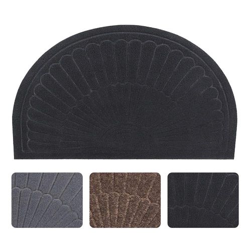 Morning View Half Circle Doormat Indoor Half Round Door Mat Outdoor Rubber Door Mats Entryway Half Moon Rug Inside Welcome Mat Front Door Mat Indoor Floor Mats Carpet Mat for Entrance Non Slip(Black)