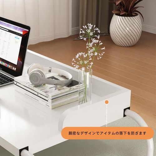 Aeroor Expandable Rolling Overbed Table, Computer Desk, Height Adjustment, Width Adjustment, Wheels, Manual Lifting, Side Table, Nursing Bedside Table, Mobile for Home and Office (White, 55.1 x 17.3
