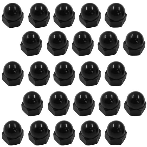 Moicstiy 25 Pcs M10 Acorn Cap Cover Nuts Plastic Hex Head Bolt Screw Protection Cover Caps(Black)