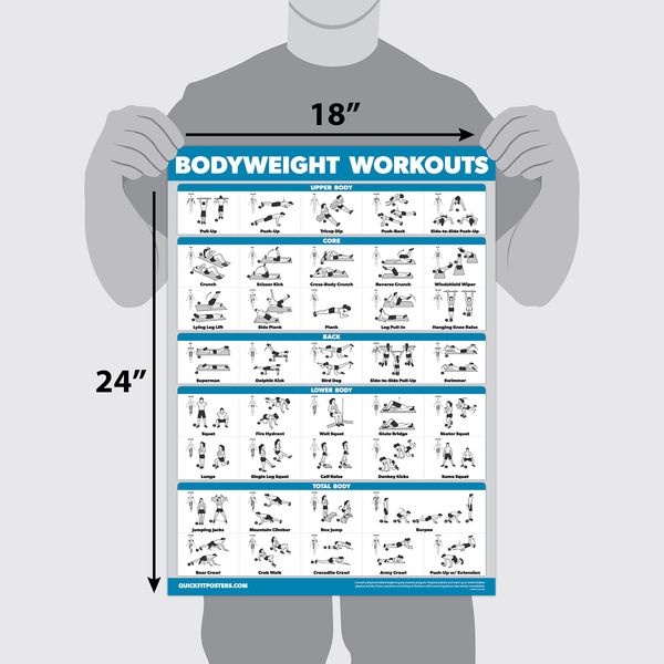 Palace Learning QUICKFIT Bodyweight Workout Exercise Poster - Body Weight Workout Chart - Calisthenics Routine - (Laminated, 18" x 27")