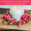 A Cheerful Giver Candle Ring, Pink Peony Bloom, Spring Flowers