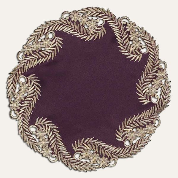 Plum Gold Table Doilies - Anyce Collection - Doilies / Set of 12