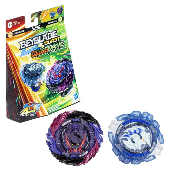 Hasbro Beyblade Burst QuadDrive Roar Balkesh B7 and Stone Balderov B7 Spinning Top Dual Pack - 2 Battling Game Top Toy for Kids Ages 8 and Up