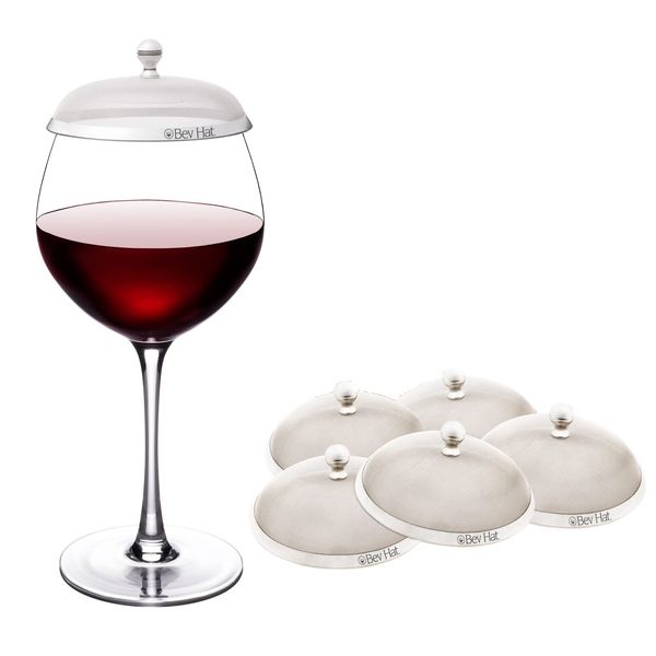 BevHat Stainless Steel Wine Glass Cover Pack of 6. Keep The Bugs Out of Your Dri