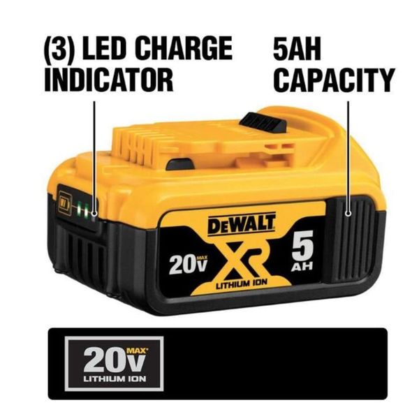 DEWALT 20V MAX XR Battery, Lithium Ion, 5.0Ah (DCB205), Multi
