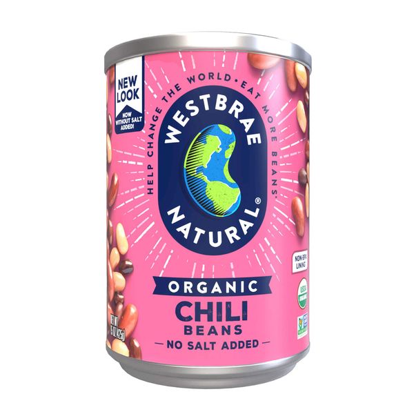 Westbrae Natural Organic Chili Beans, No Salt Added, 15 Oz (Pack of 12)