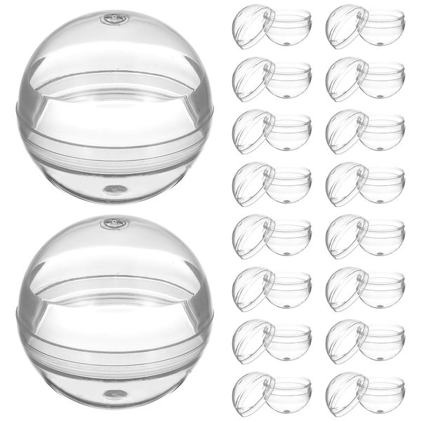 DECHOUS 50Pcs Small Round Capsules, 1.8 Inch Empty Vending Capsules Plastic Round Clear Capsules Balls Fillable Gumball Containers Plastic Capsules for Party Favor Prize Vending Machine